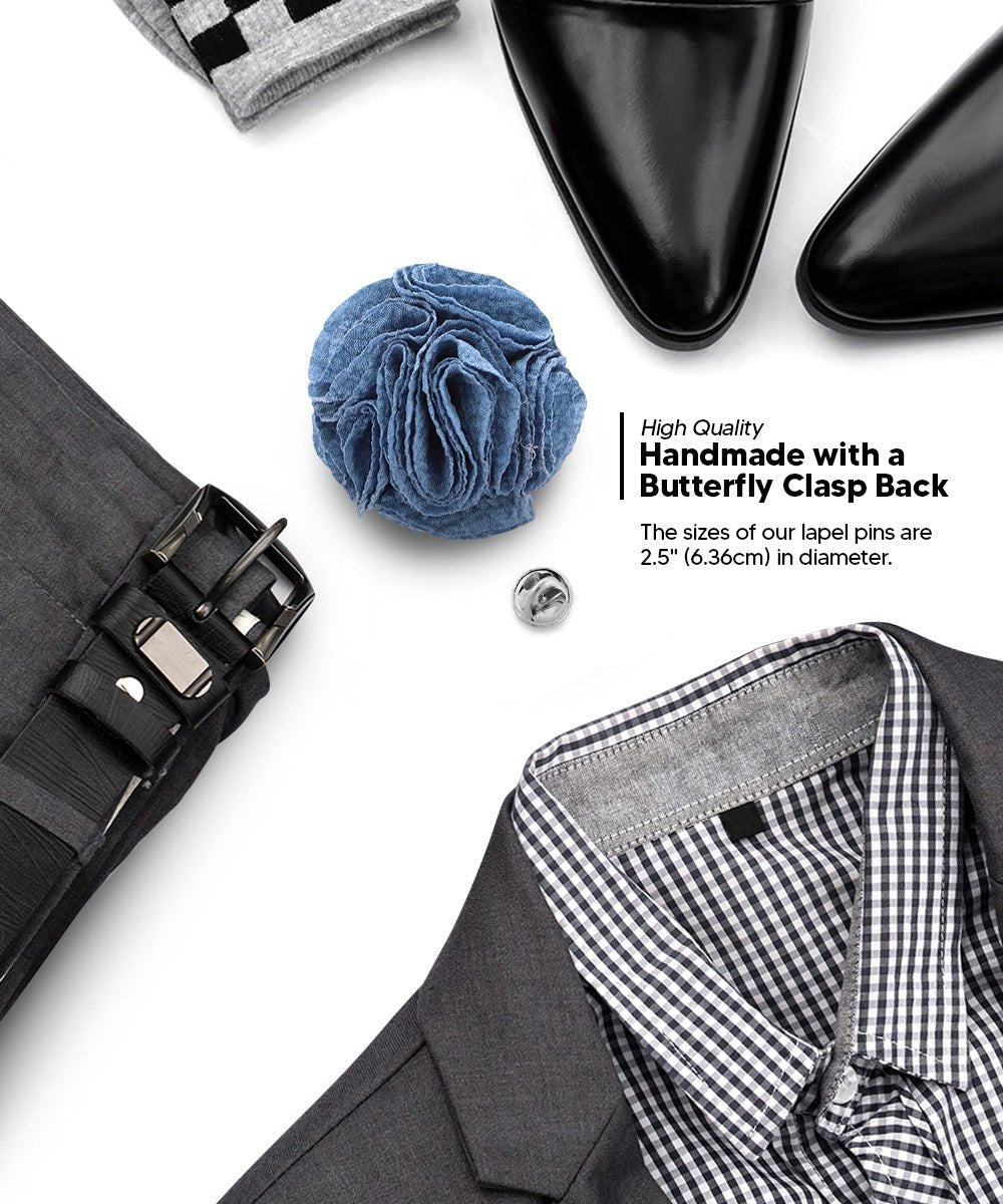 Vittorio Vico Men's Formal Solid Rose Seersucker Flower Lapel Pin: Flower Pin Suit Accessories Pins for Suit or Tuxedo - flower - 1203 - Classy Cufflinks