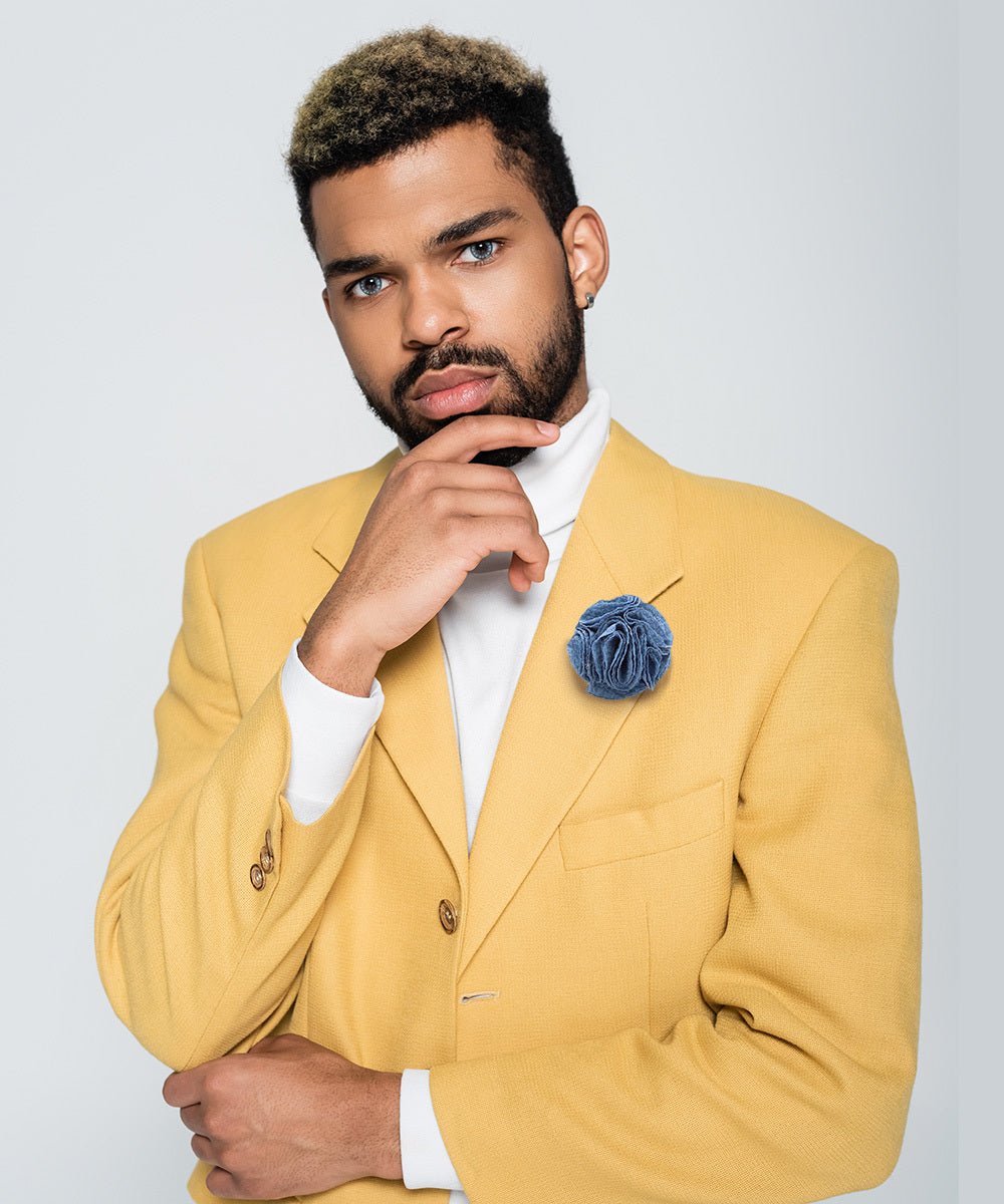 Vittorio Vico Men's Formal Solid Rose Seersucker Flower Lapel Pin: Flower Pin Suit Accessories Pins for Suit or Tuxedo - flower - 1203 - Classy Cufflinks