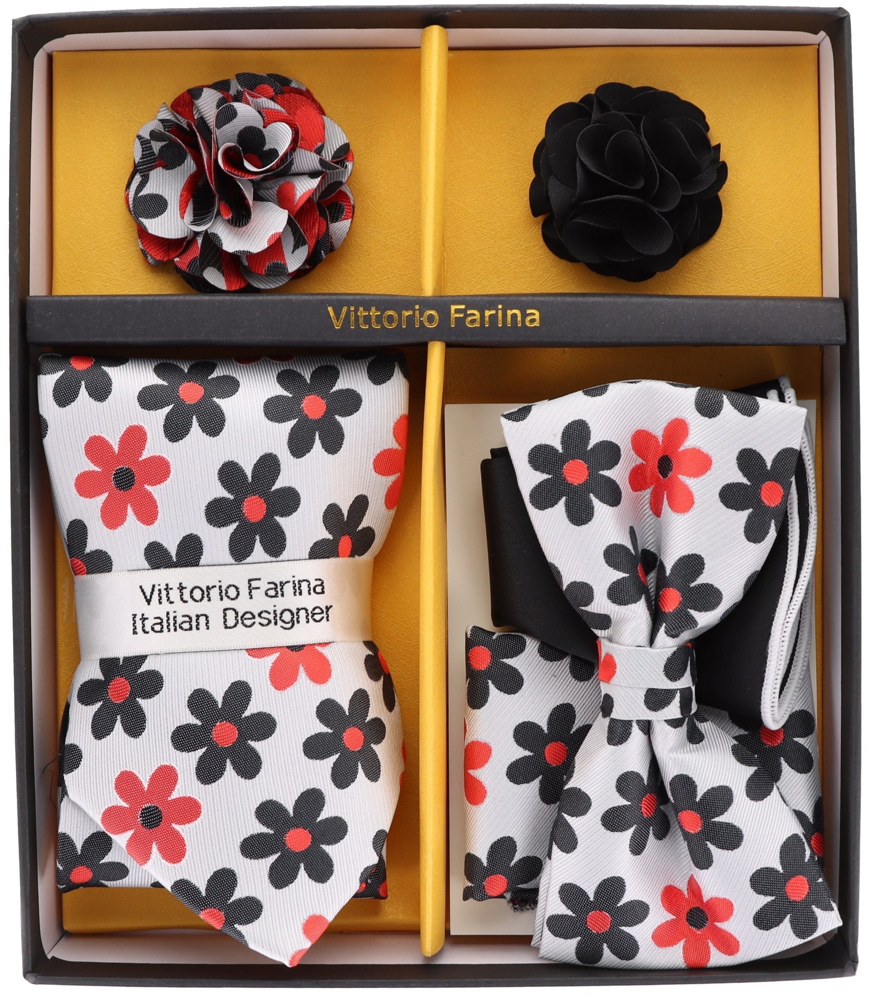 Vittorio Farina Gift Box Ver. 01 (Necktie, Bow Tie, Pocket Squares and Flower Lapel Pin) by Classy Cufflinks - GB-21021 - Classy Cufflinks