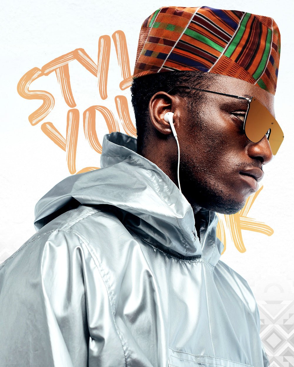 Vittorio Farina Kente Kufi Hat for Men and Women – African Kufi Hat Ideal for Cultural Attire, Outfit &amp; Costume - HAT_Kufi_Kente #1 - Classy Cufflinks