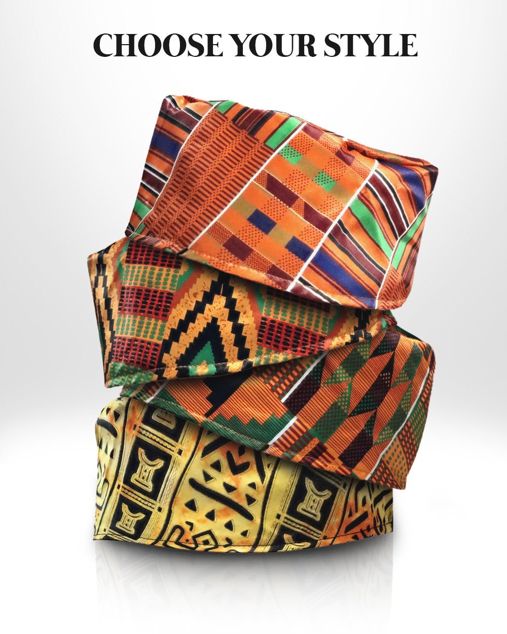 Vittorio Farina Kente Kufi Hat for Men and Women – African Kufi Hat Ideal for Cultural Attire, Outfit &amp; Costume - HAT_Kufi_Kente #2 - Classy Cufflinks