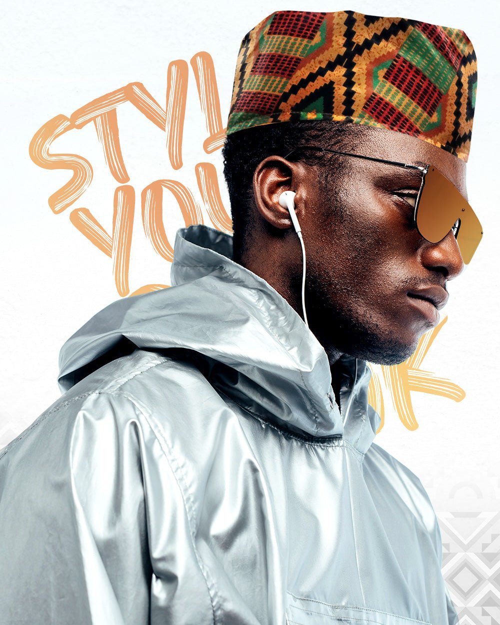 Vittorio Farina Kente Kufi Hat for Men and Women – African Kufi Hat Ideal for Cultural Attire, Outfit &amp; Costume - HAT_Kufi_Kente #2 - Classy Cufflinks