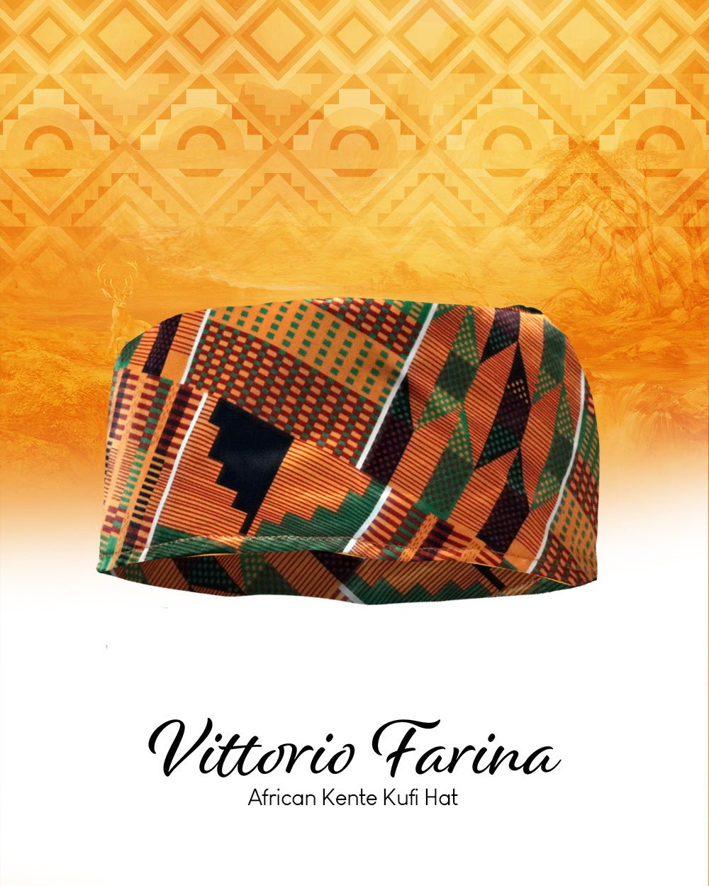 Vittorio Farina Kente Kufi Hat for Men and Women – African Kufi Hat Ideal for Cultural Attire, Outfit &amp; Costume - HAT_Kufi_Kente #3 - Classy Cufflinks