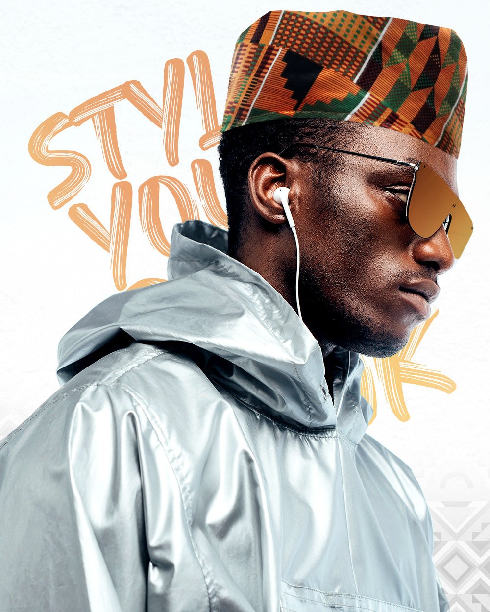 Vittorio Farina Kente Kufi Hat for Men and Women – African Kufi Hat Ideal for Cultural Attire, Outfit &amp; Costume - HAT_Kufi_Kente #3 - Classy Cufflinks