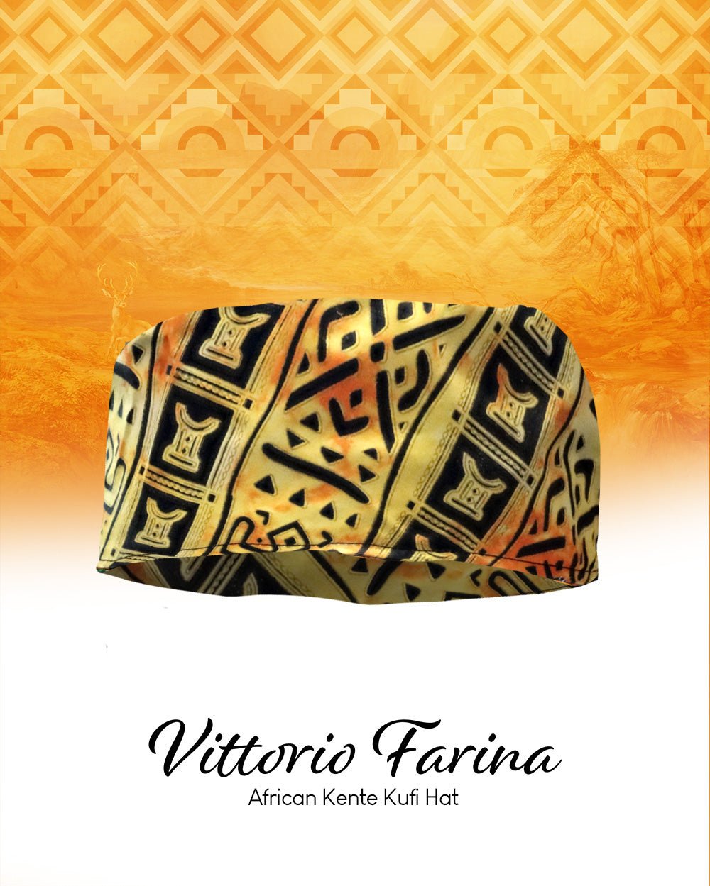 Vittorio Farina Kente Kufi Hat for Men and Women – African Kufi Hat Ideal for Cultural Attire, Outfit &amp; Costume - HAT_Kufi_Kente #4 - Classy Cufflinks