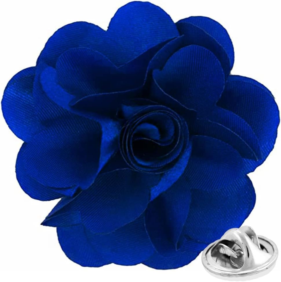 Vittorio Vico Men's Formal Solid Flower Lapel Pin: Flower Pin Suit Accessories Pins for Suit or Tuxedo - lapelsolid-16blue - Classy Cufflinks