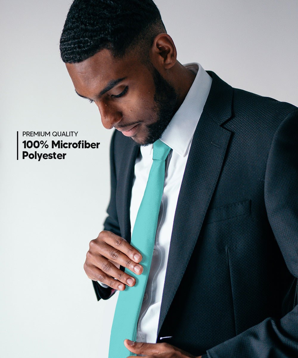 Vittorio Farina Men's Satin Skinny Necktie - N - SKINNY_AQUA - Classy Cufflinks