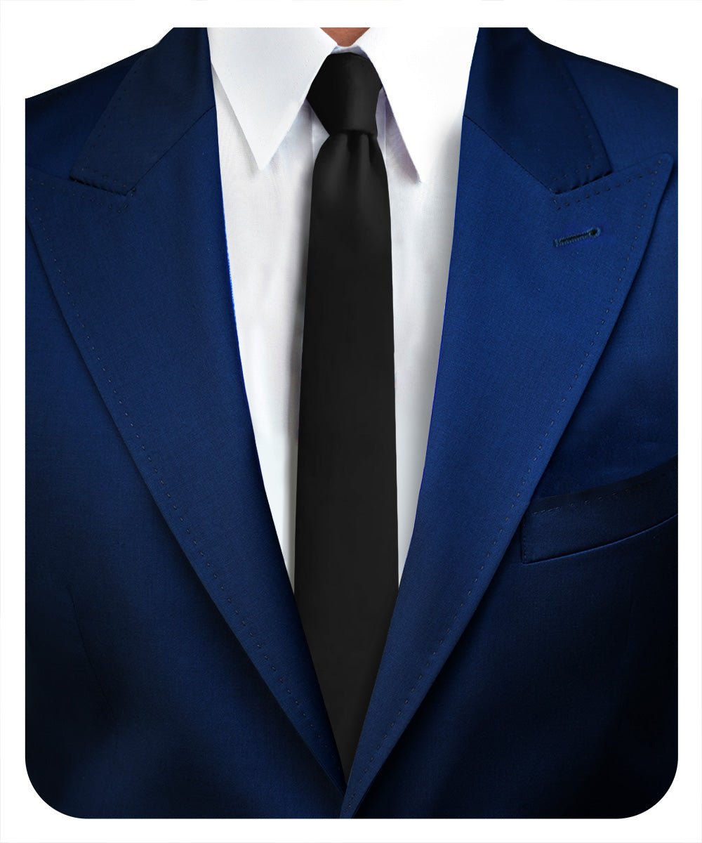 Vittorio Farina Men's Satin Skinny Necktie - N - SKINNY_BLACK - Classy Cufflinks