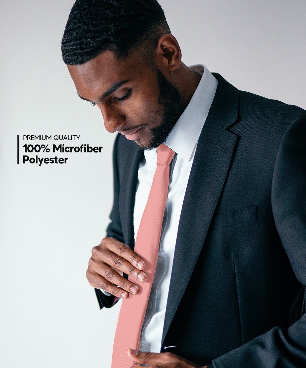 Vittorio Farina Men's Satin Skinny Necktie - N - SKINNY_BLUSH - Classy Cufflinks