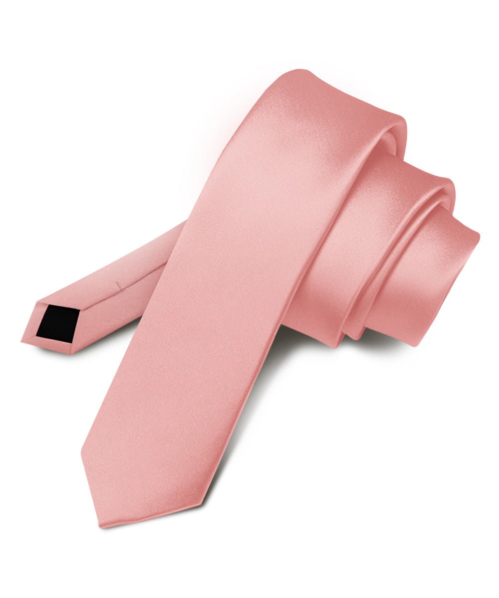 Vittorio Farina Men's Satin Skinny Necktie - N - SKINNY_BLUSH - Classy Cufflinks