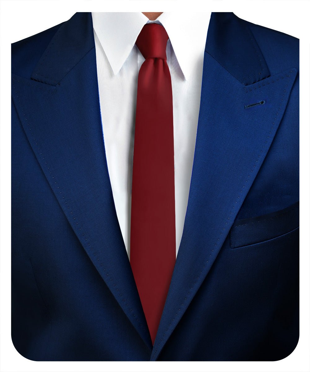 Vittorio Farina Men's Satin Skinny Necktie - N - SKINNY_BURGUNDY - Classy Cufflinks