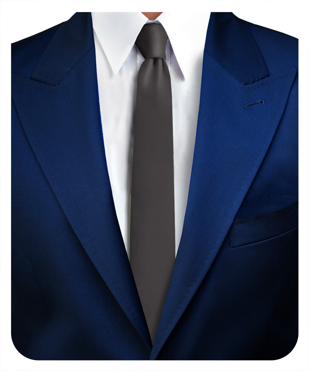 Vittorio Farina Men's Satin Skinny Necktie - N - SKINNY_CHARCOAL - Classy Cufflinks