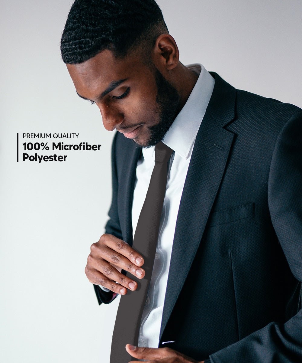 Vittorio Farina Men's Satin Skinny Necktie - N - SKINNY_CHARCOAL - Classy Cufflinks