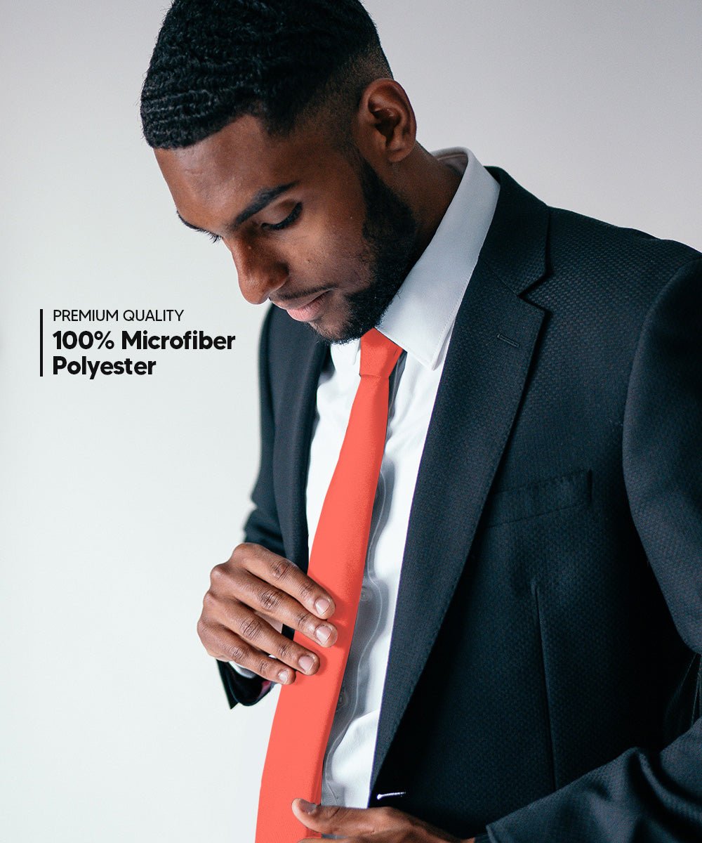 Vittorio Farina Men's Satin Skinny Necktie - N - SKINNY_CORAL - Classy Cufflinks