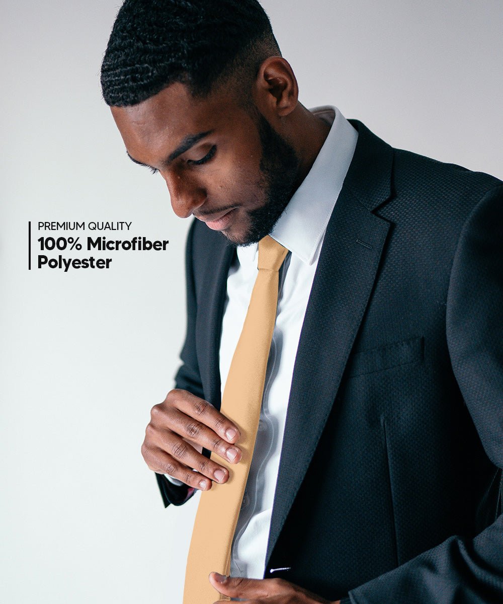 Vittorio Farina Men's Satin Skinny Necktie - N - SKINNY_DARK - PEACH - Classy Cufflinks