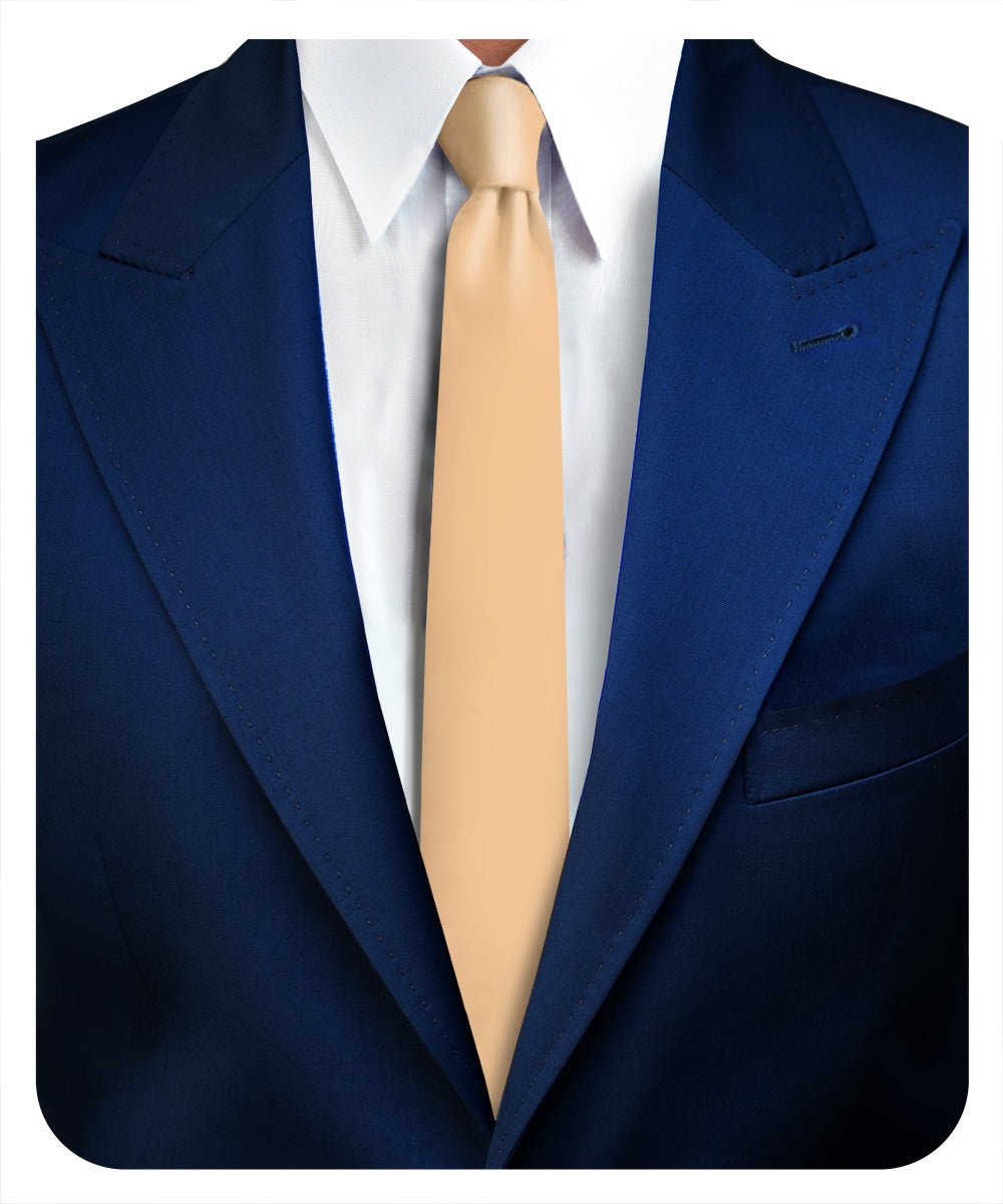 Vittorio Farina Men's Satin Skinny Necktie - N - SKINNY_DARK - PEACH - Classy Cufflinks