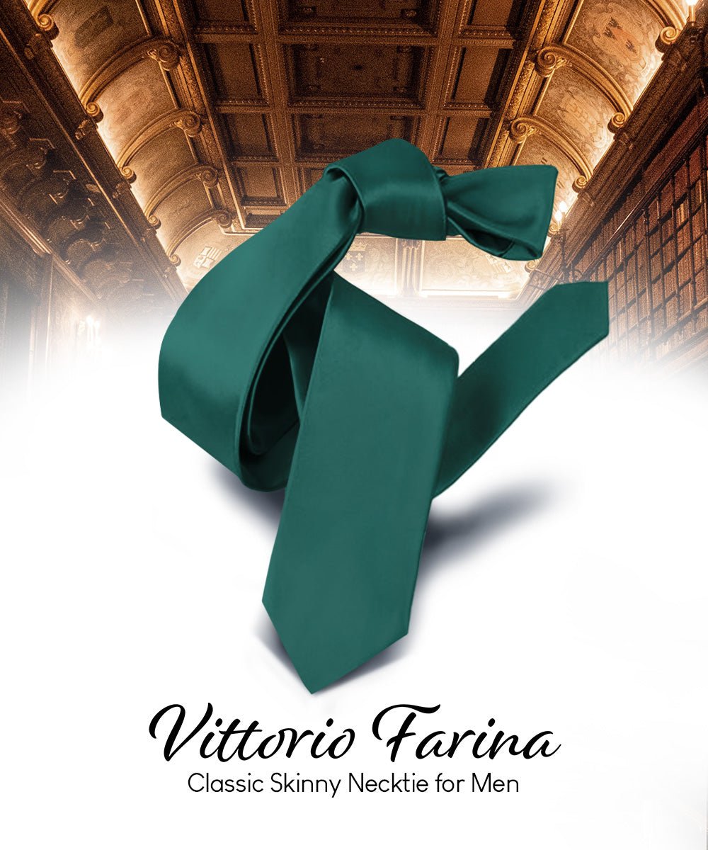 Vittorio Farina Men's Satin Skinny Necktie - N - SKINNY_HUNTER - Classy Cufflinks