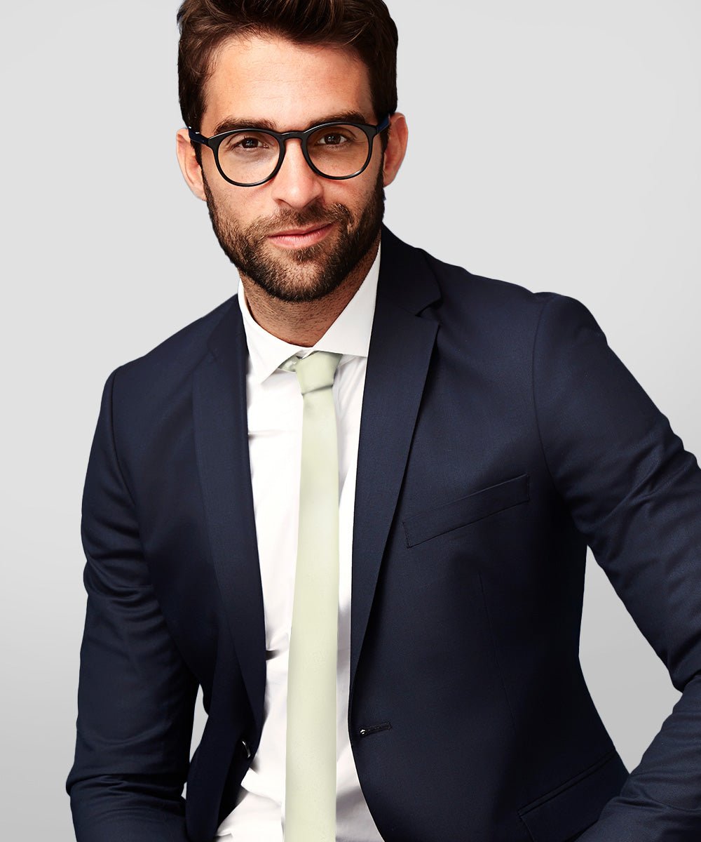 Vittorio Farina Men's Satin Skinny Necktie - N - SKINNY_IVORY - Classy Cufflinks