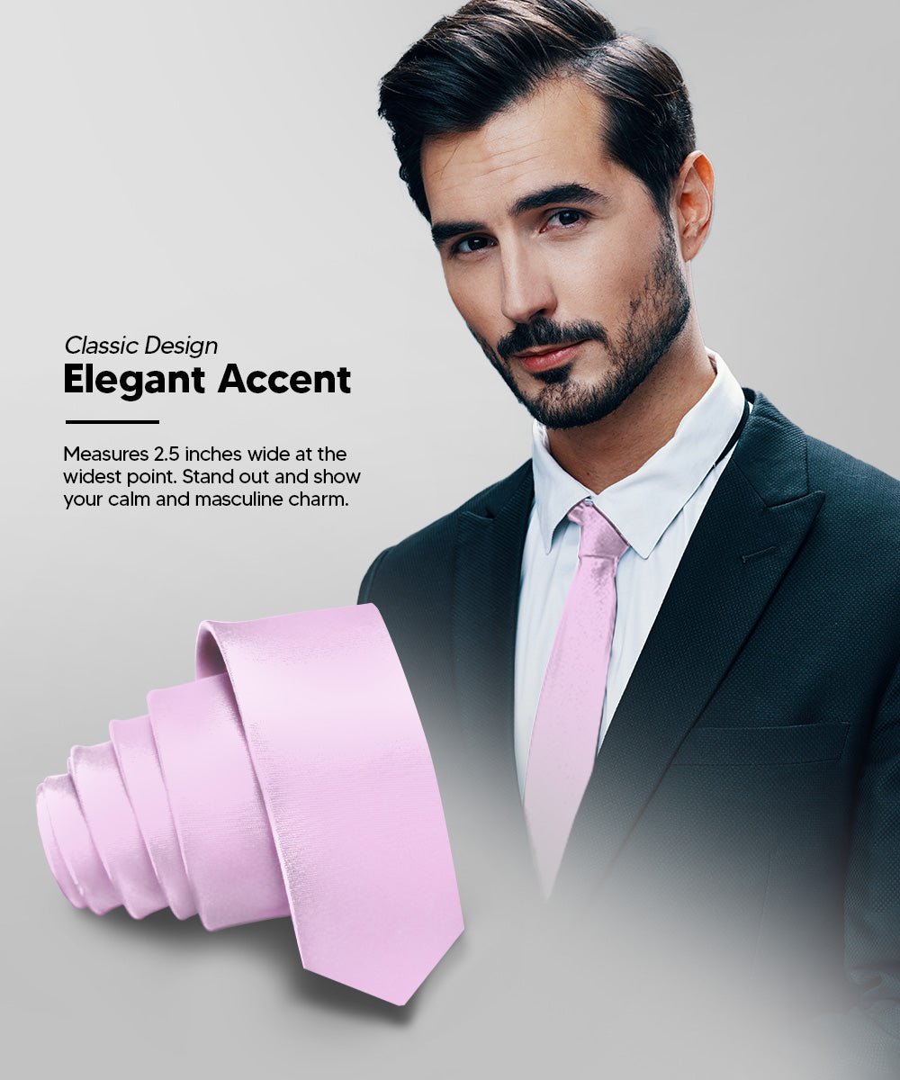 Vittorio Farina Men's Satin Skinny Necktie - N - SKINNY_LAVENDER - Classy Cufflinks