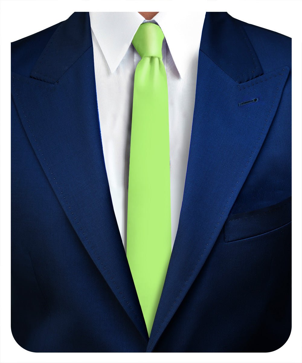 Vittorio Farina Men's Satin Skinny Necktie - N - SKINNY_LIME - Classy Cufflinks