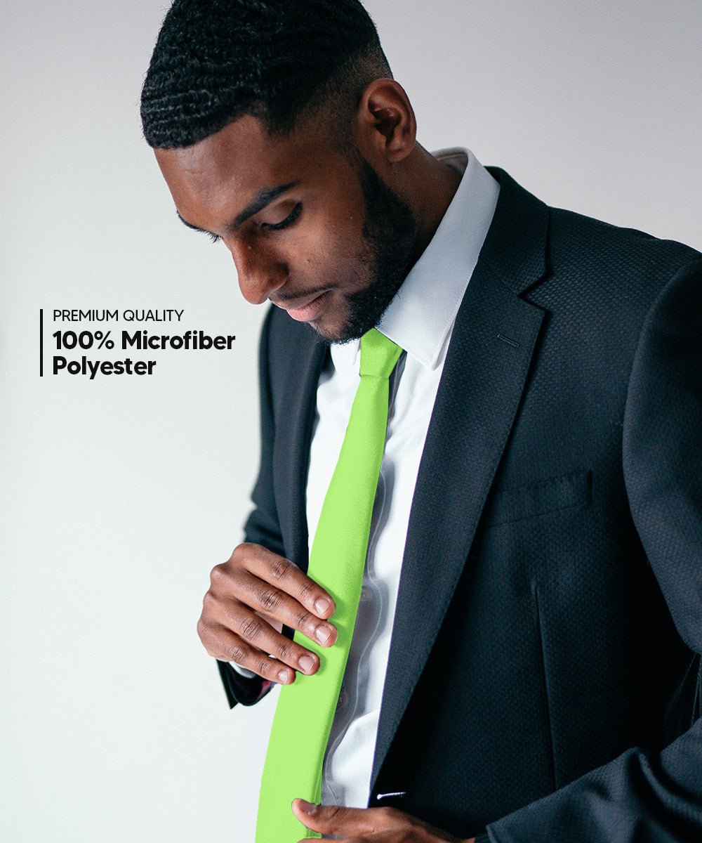 Vittorio Farina Men's Satin Skinny Necktie - N - SKINNY_LIME - Classy Cufflinks