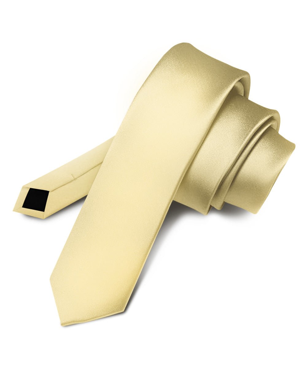 Vittorio Farina Men's Satin Skinny Necktie - N - SKINNY_MAIZE - Classy Cufflinks