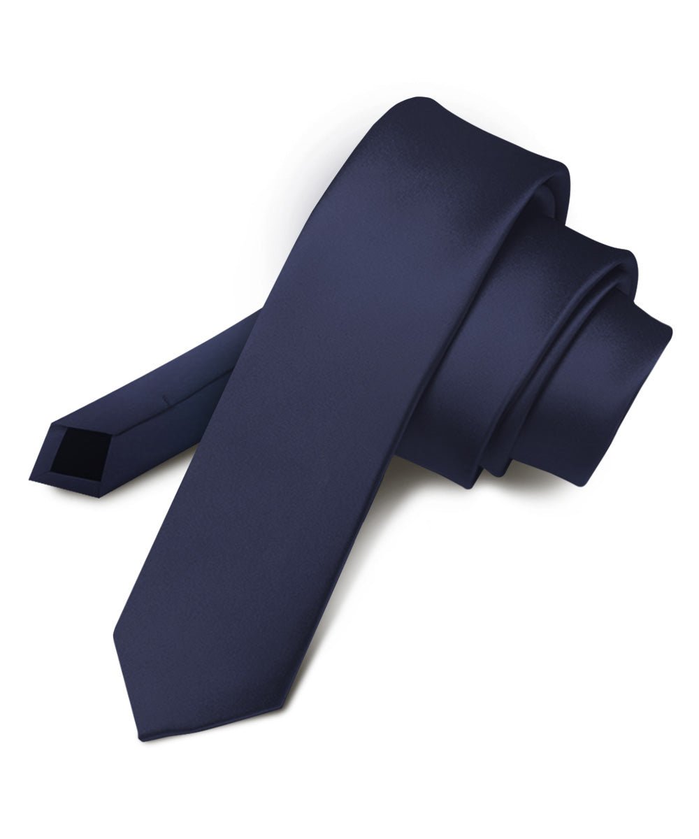 Vittorio Farina Men's Satin Skinny Necktie - N - SKINNY_NAVY - Classy Cufflinks