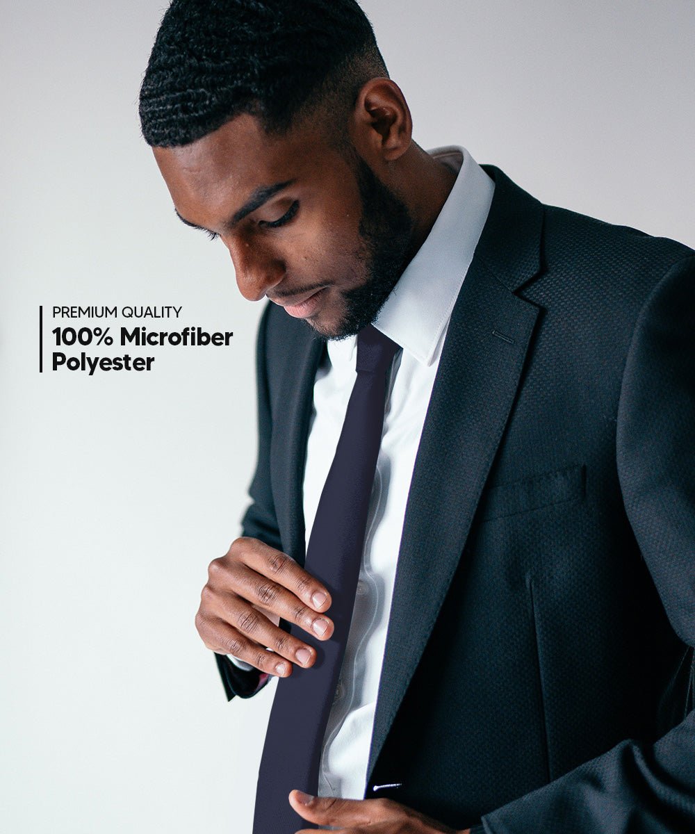 Vittorio Farina Men's Satin Skinny Necktie - N - SKINNY_NAVY - Classy Cufflinks