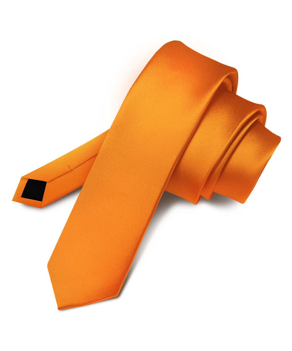 Vittorio Farina Men's Satin Skinny Necktie - N - SKINNY_ORANGE - Classy Cufflinks