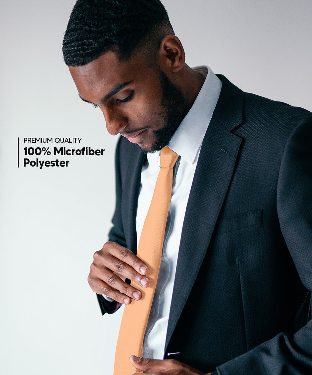 Vittorio Farina Men's Satin Skinny Necktie - N - SKINNY_PEACH - Classy Cufflinks