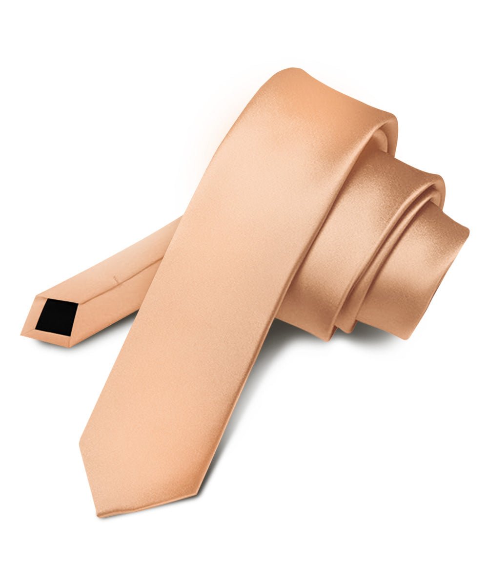 Vittorio Farina Men's Satin Skinny Necktie - N - SKINNY_PEACH - Classy Cufflinks