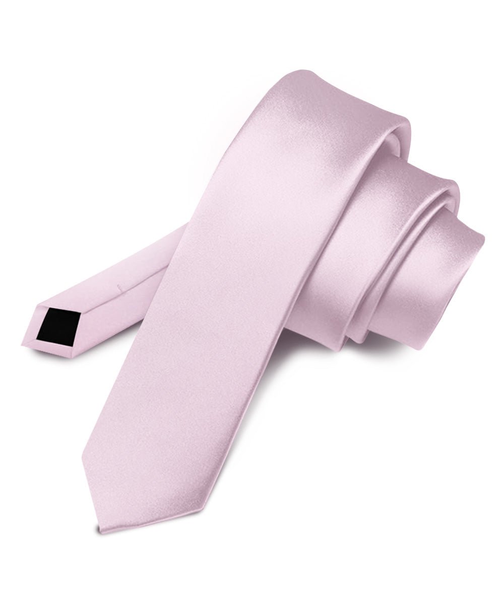 Vittorio Farina Men's Satin Skinny Necktie - N - SKINNY_PINK - Classy Cufflinks
