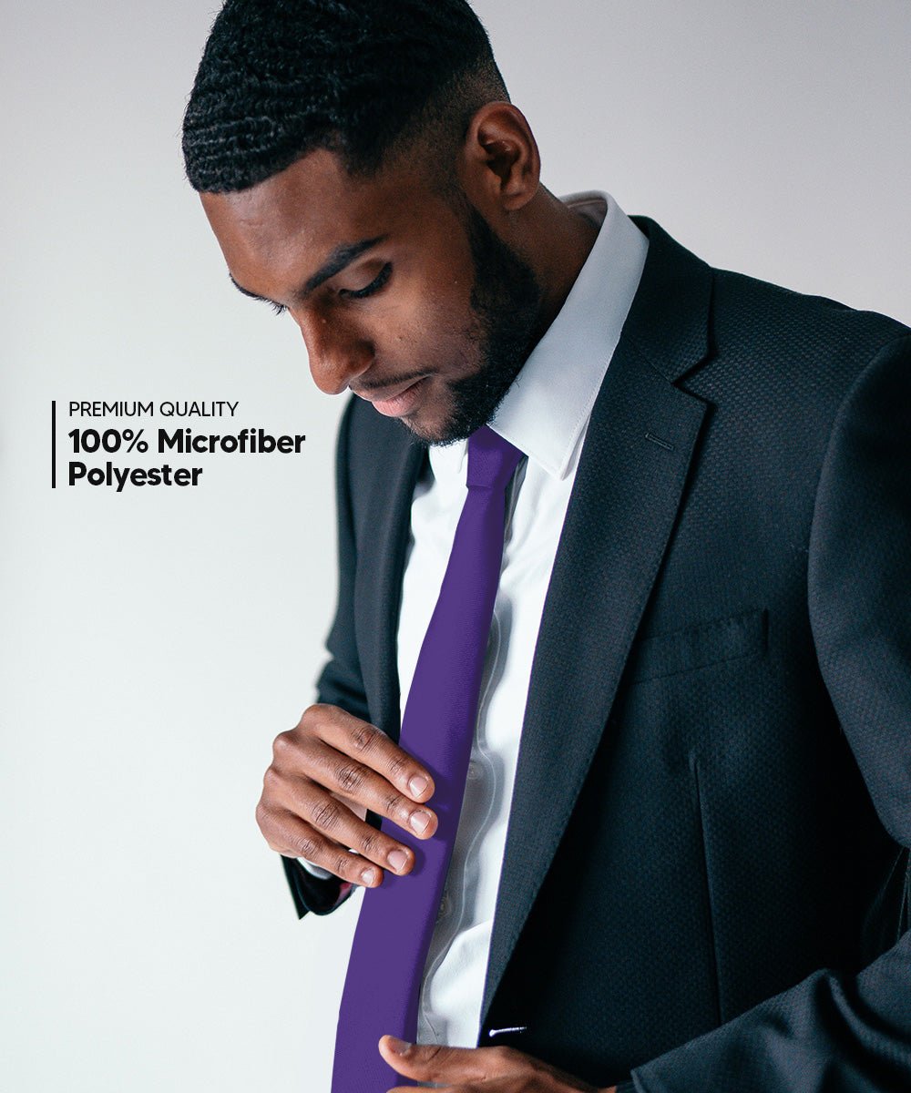Vittorio Farina Men's Satin Skinny Necktie - N - SKINNY_PURPLE - Classy Cufflinks