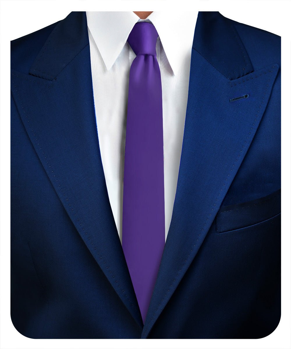 Vittorio Farina Men's Satin Skinny Necktie - N - SKINNY_PURPLE - Classy Cufflinks