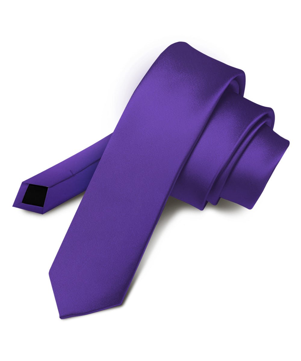 Vittorio Farina Men's Satin Skinny Necktie - N - SKINNY_PURPLE - Classy Cufflinks