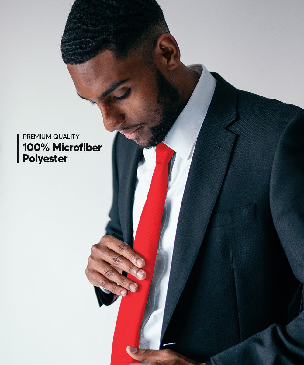 Vittorio Farina Men's Satin Skinny Necktie - N - SKINNY_RED - Classy Cufflinks