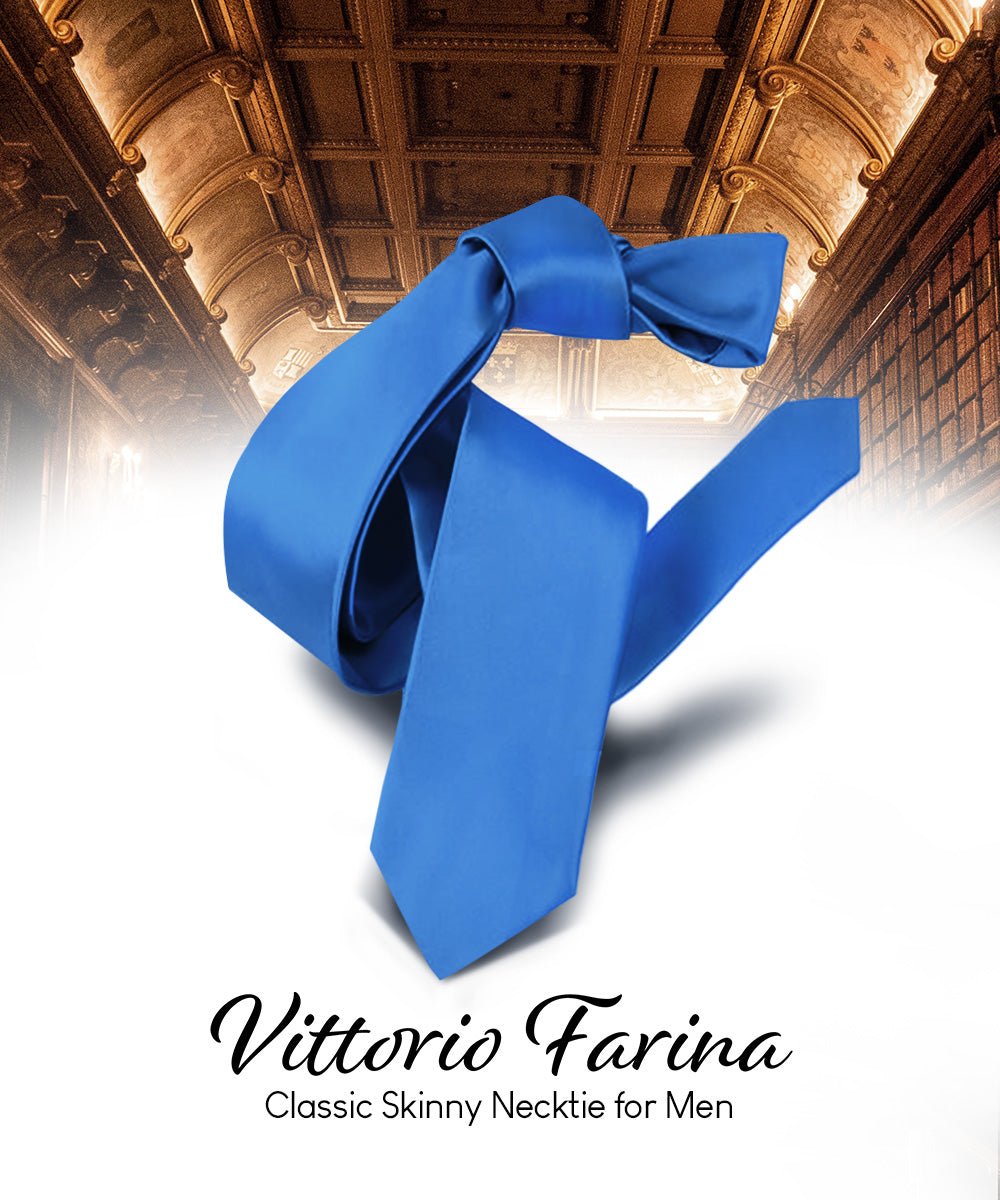 Vittorio Farina Men's Satin Skinny Necktie - N - SKINNY_ROYAL - Classy Cufflinks
