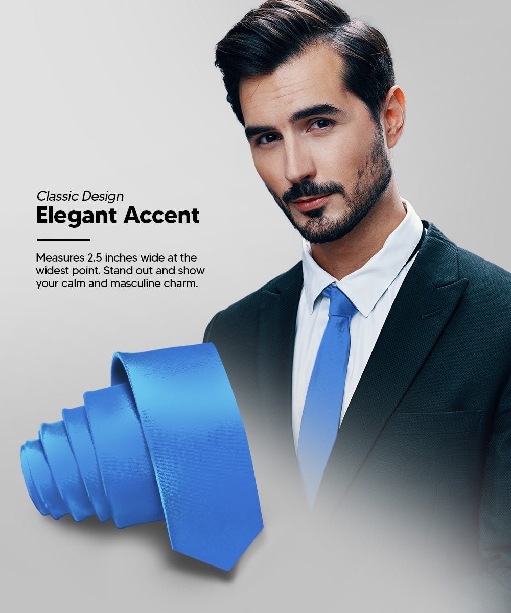 Vittorio Farina Men's Satin Skinny Necktie - N - SKINNY_ROYAL - Classy Cufflinks