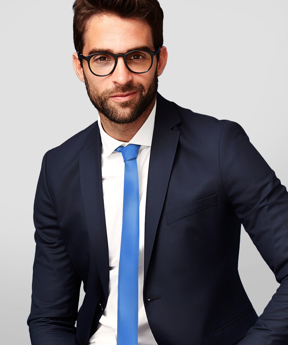 Vittorio Farina Men's Satin Skinny Necktie - N - SKINNY_ROYAL - Classy Cufflinks