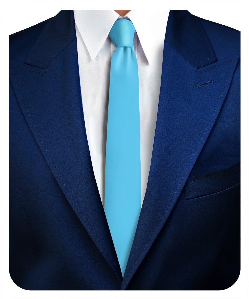 Vittorio Farina Men's Satin Skinny Necktie - N - SKINNY_TURQUOISE - Classy Cufflinks