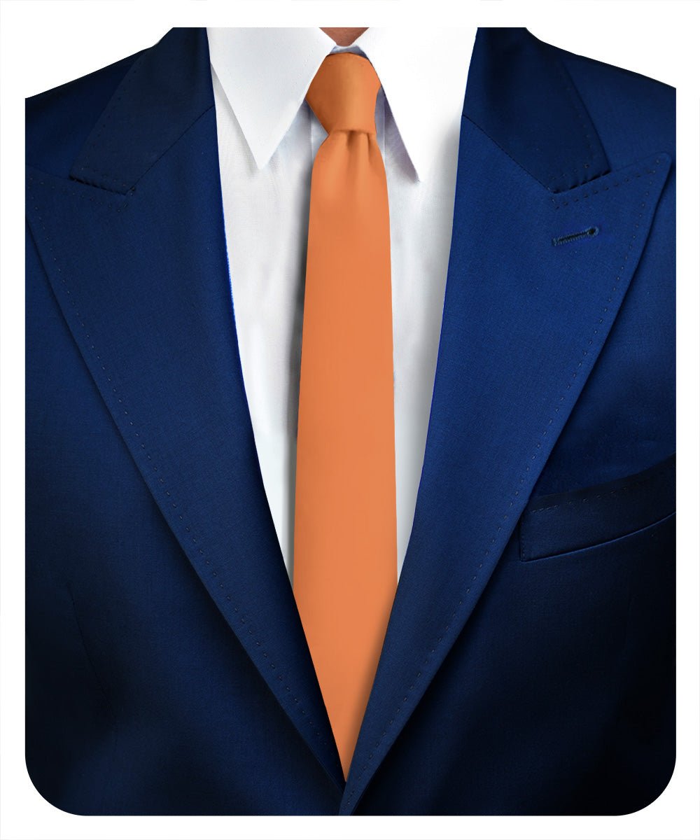 Vittorio Farina Men's Satin Skinny Necktie - N - SKINNY_UT - ORANGE - Classy Cufflinks