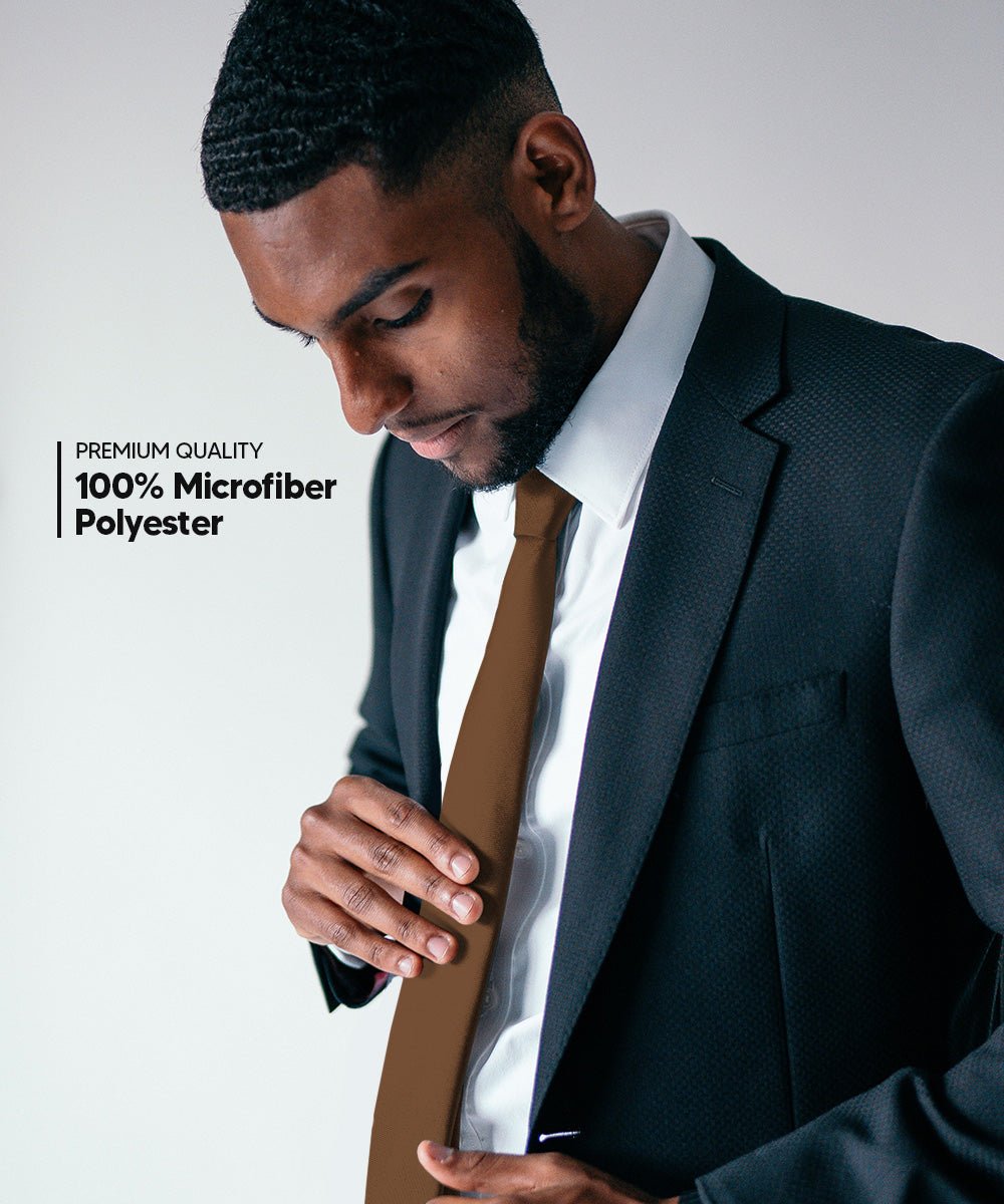 Vittorio Farina Men's Satin Skinny Necktie - N - SKINNY_WHISKY - Classy Cufflinks