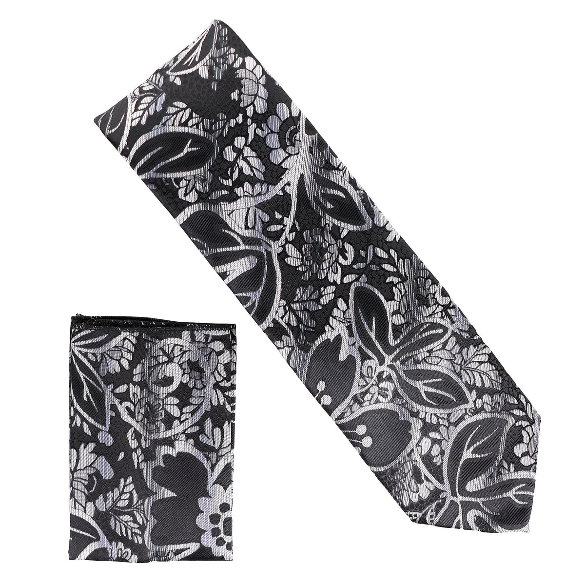Vittorio Farina Floral Designer Necktie &amp; Pocket Square - NH - D - 1350 - Classy Cufflinks