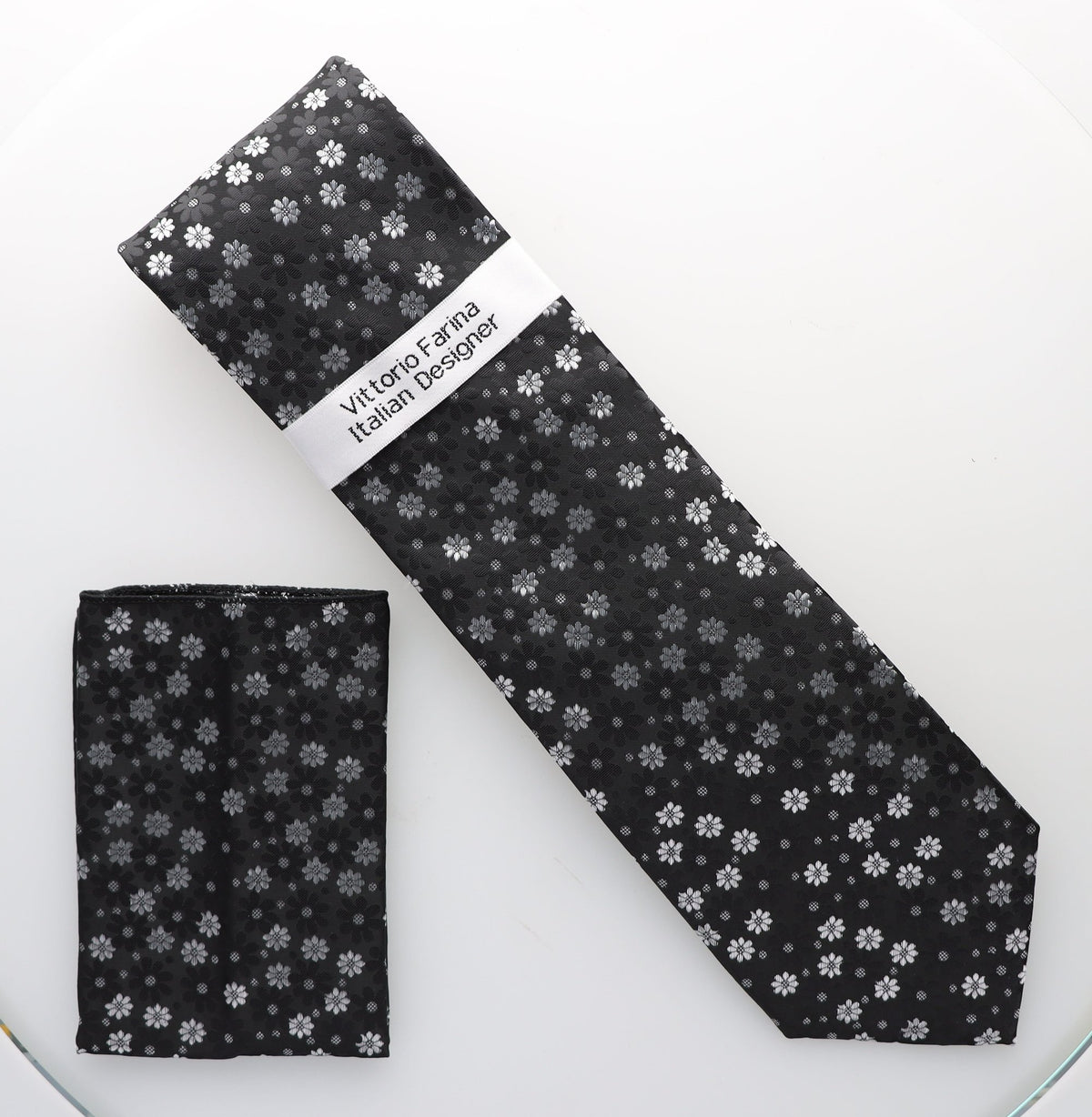 Vittorio Farina Floral Designer Necktie &amp; Pocket Square - NH-D-1403 - Classy Cufflinks