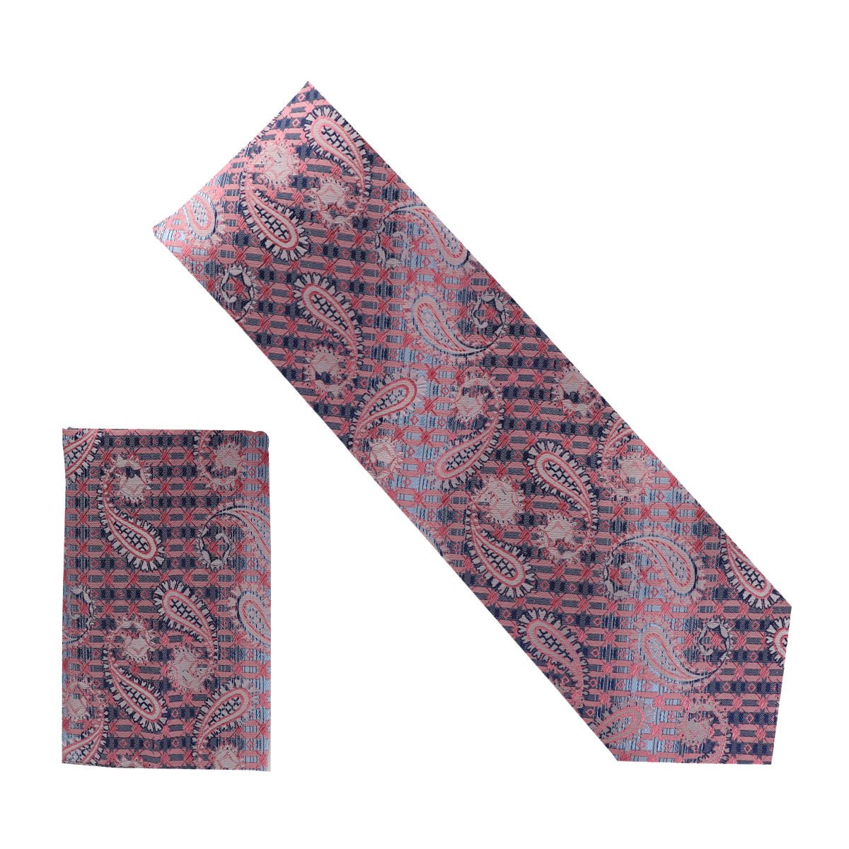 Vittorio Farina Men's Paisley Design Necktie & Pocket Square - NH - D_1412 - Classy Cufflinks