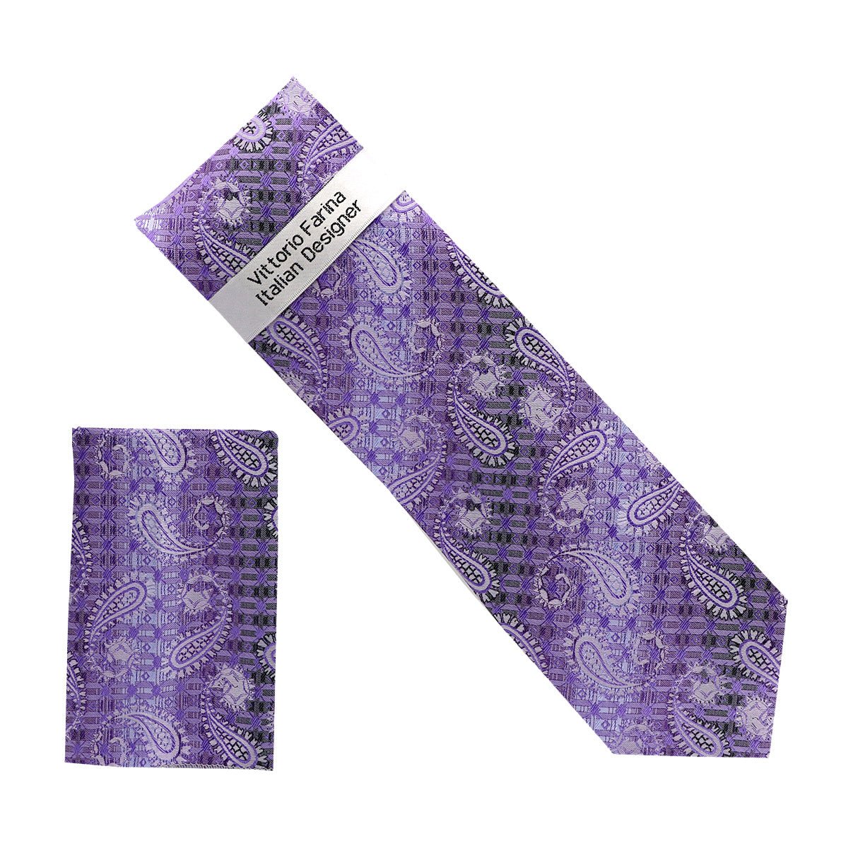 Vittorio Farina Men's Paisley Design Necktie & Pocket Square - NH - D_1413 - Classy Cufflinks