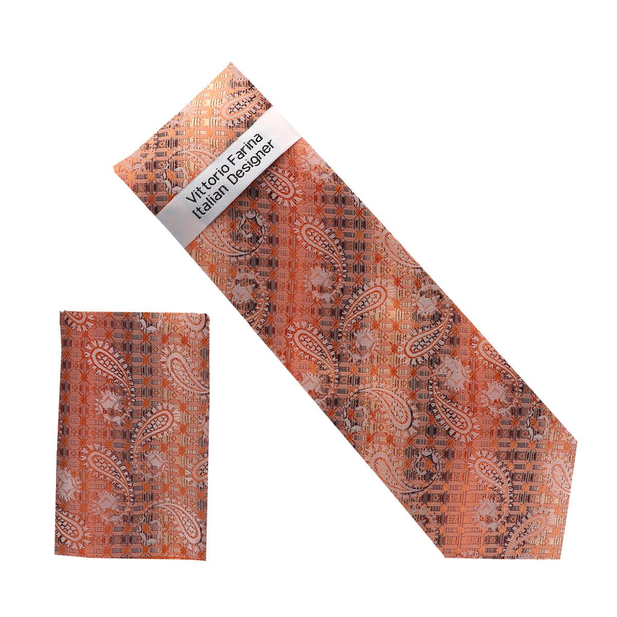 Vittorio Farina Men's Paisley Design Necktie & Pocket Square - NH - D_1415 - Classy Cufflinks