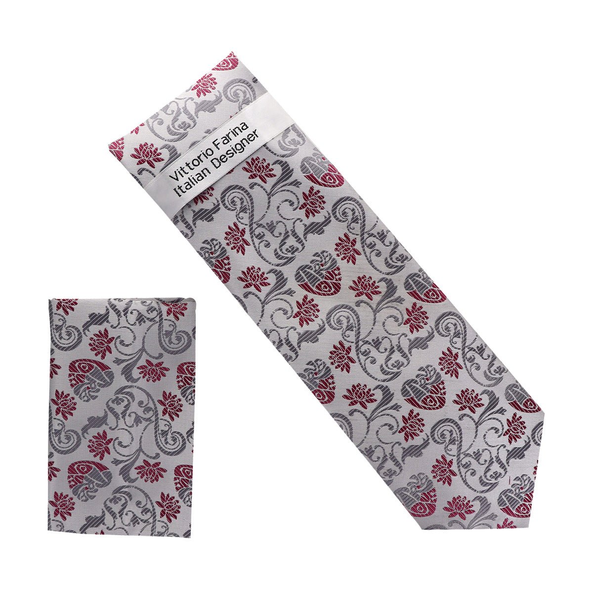 Vittorio Farina Men's Paisley Design Necktie & Pocket Square - NH - D_1416 - Classy Cufflinks