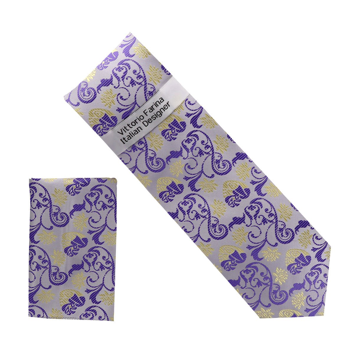 Vittorio Farina Men's Paisley Design Necktie & Pocket Square - NH - D_1417 - Classy Cufflinks