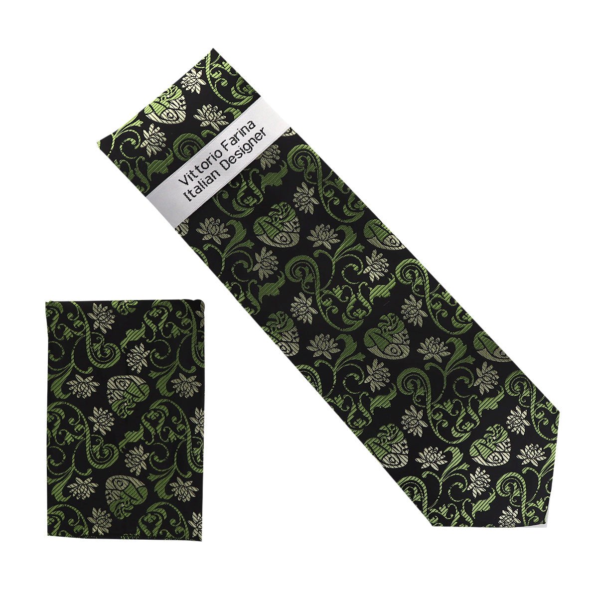 Vittorio Farina Men's Paisley Design Necktie & Pocket Square - NH - D_1418 - Classy Cufflinks